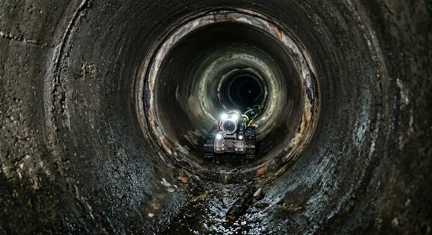 Robotic sewer camera inspecting pipe interior for Sewer Line Cleaning in West Haven-Sylvan